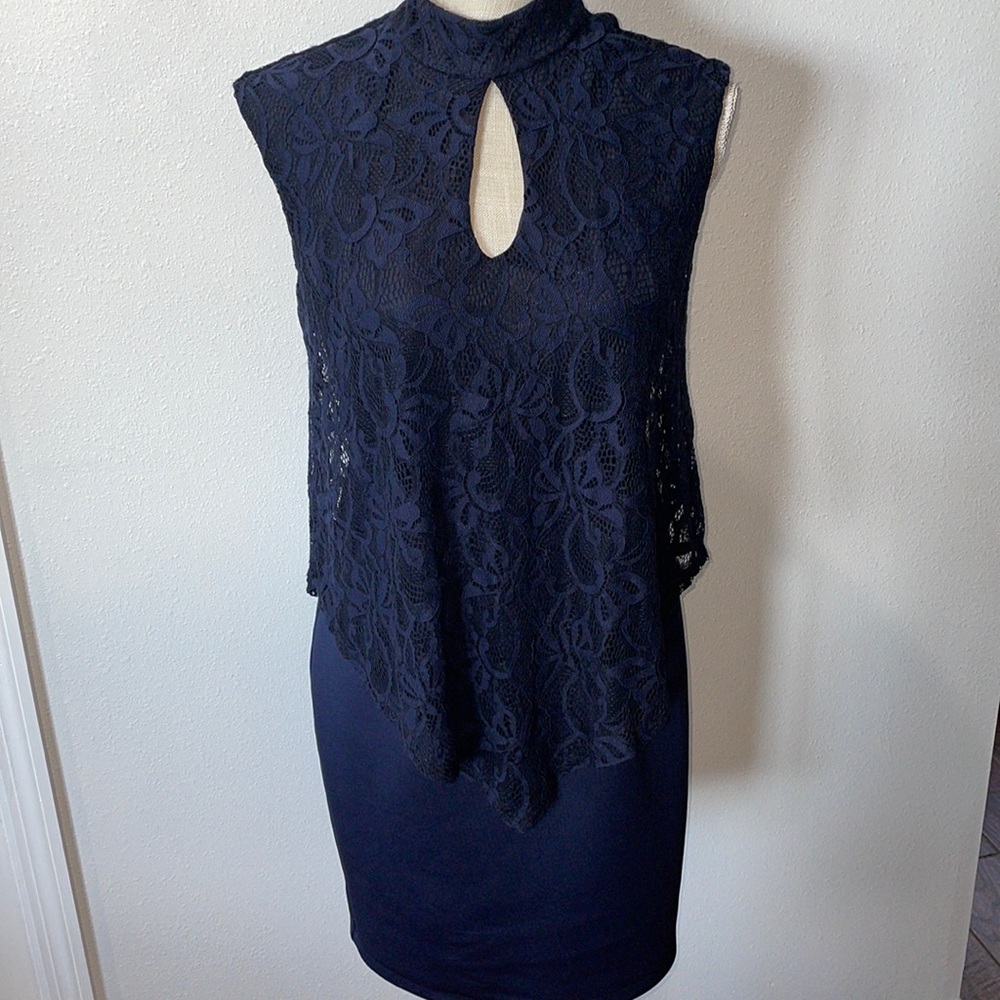 Enfocus Studios size 6 navy blue lace dress